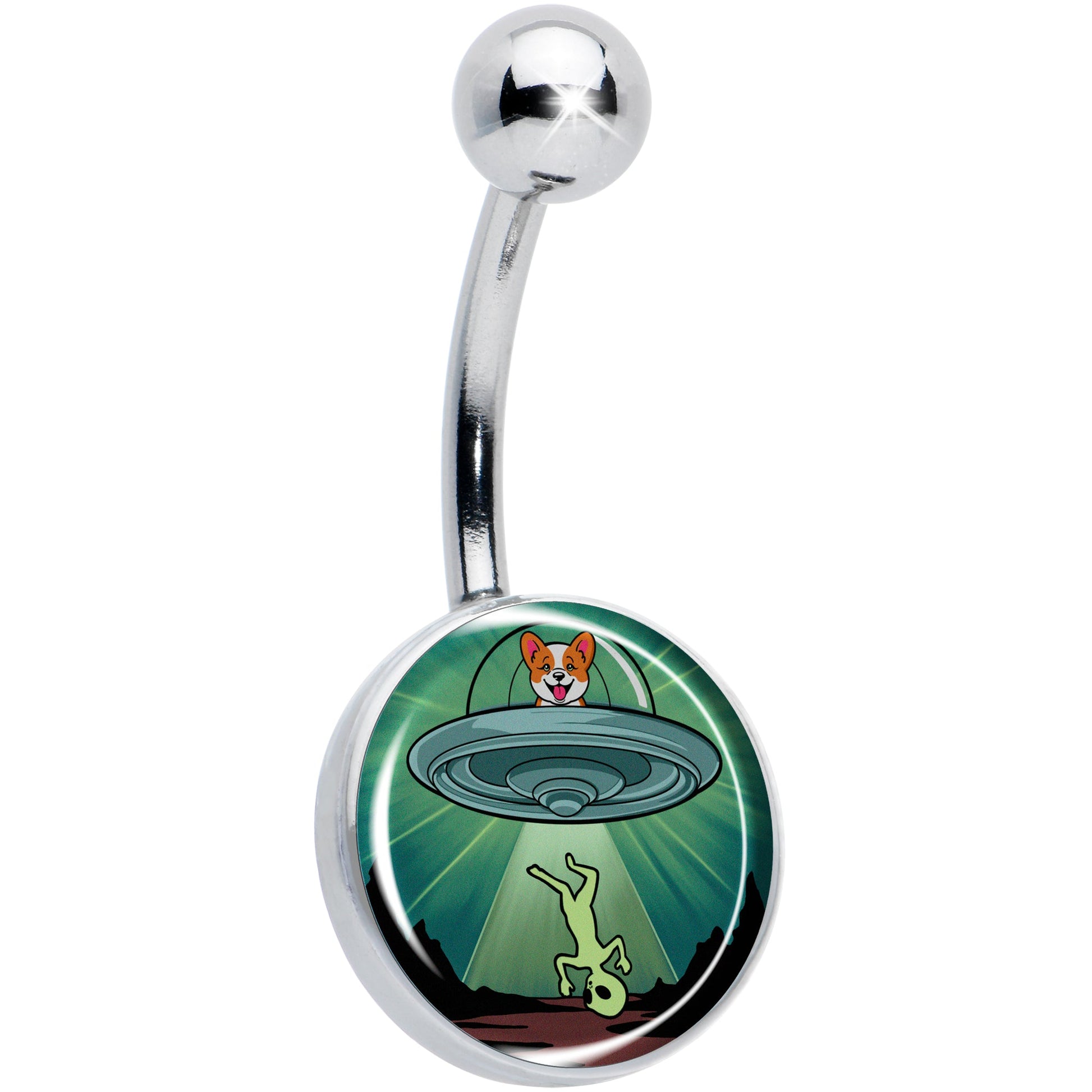 Reverse Alien UFO AbductionBelly Ring by Onyx O - - BELLY RING