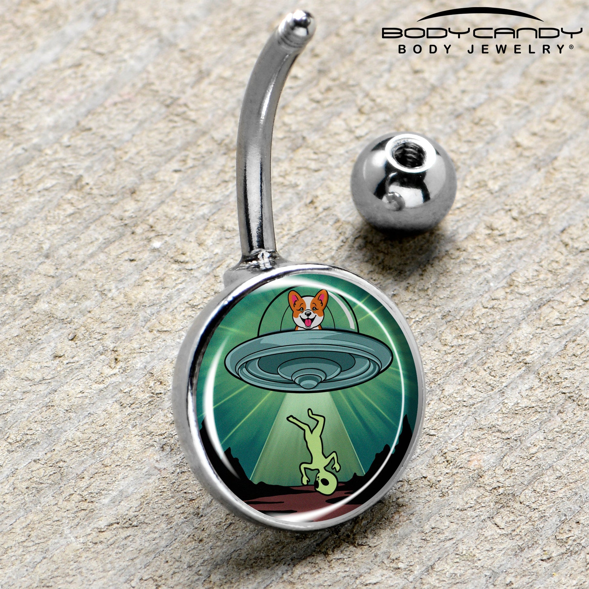 Reverse Alien UFO AbductionBelly Ring by Onyx O - - BELLY RING