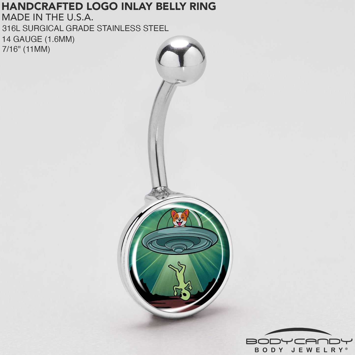Reverse Alien UFO AbductionBelly Ring by Onyx O - - BELLY RING