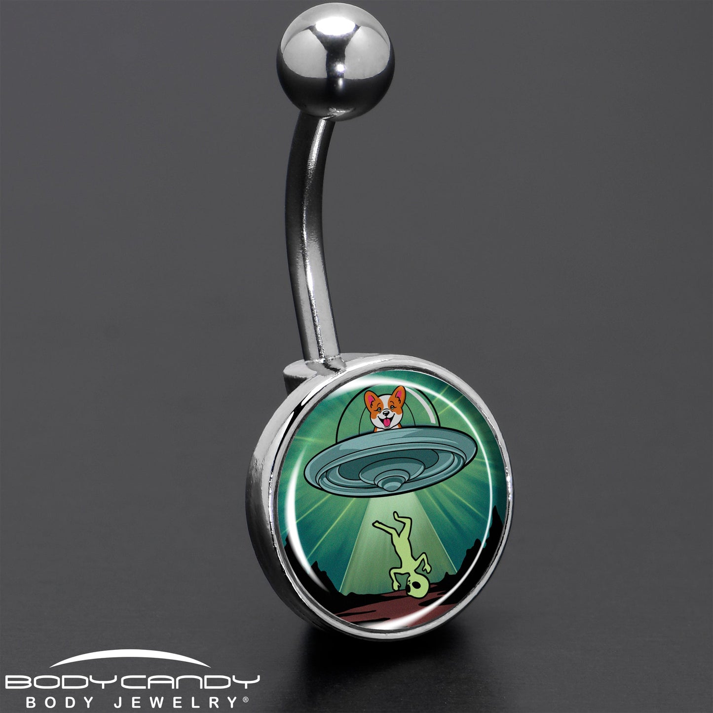 Reverse Alien UFO AbductionBelly Ring by Onyx O - - BELLY RING