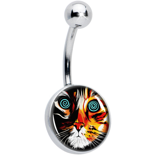 Colorful Trippy Cat Belly Ring by Onyx O - - BELLY RING