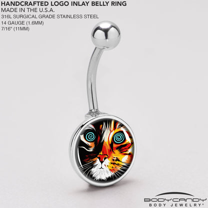 Colorful Trippy Cat Belly Ring by Onyx O - - BELLY RING