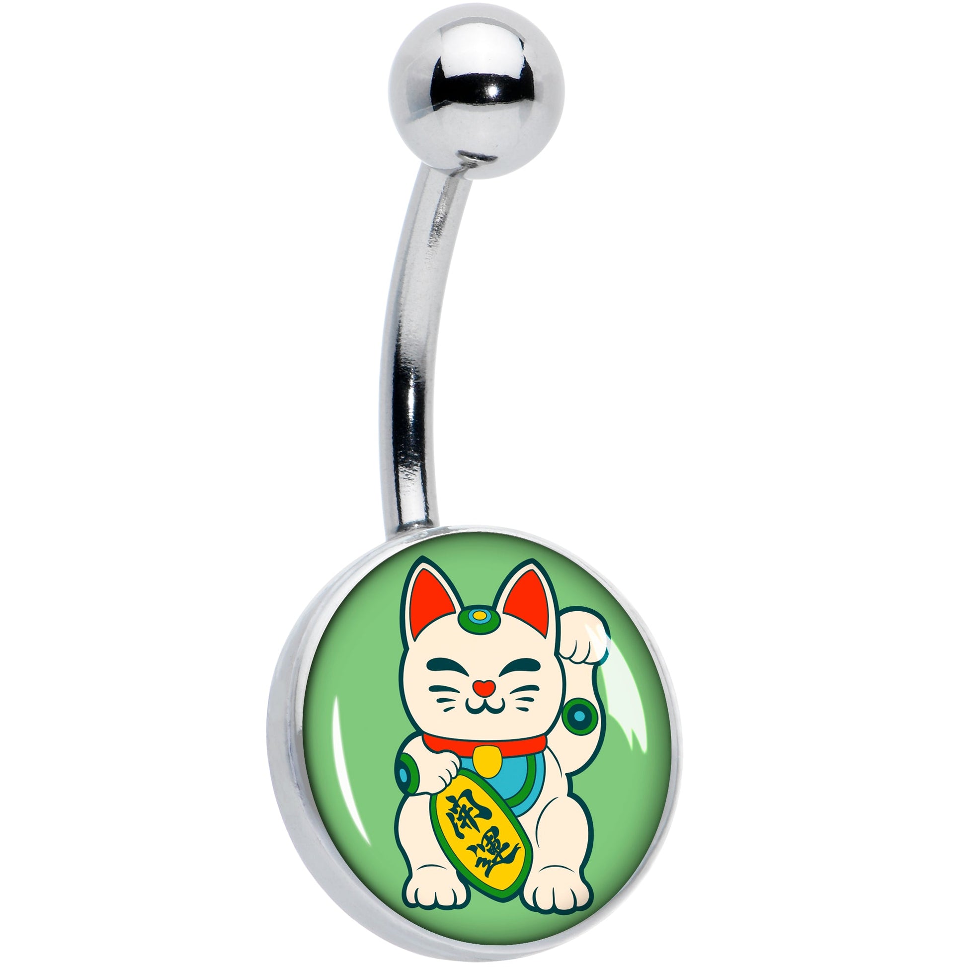 Waving Cat Belly Ring by Onyx O - - BELLY RING