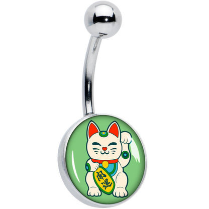 Waving Cat Belly Ring by Onyx O - - BELLY RING