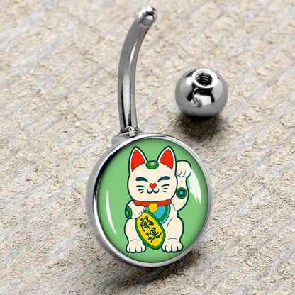 Waving Cat Belly Ring by Onyx O - - BELLY RING