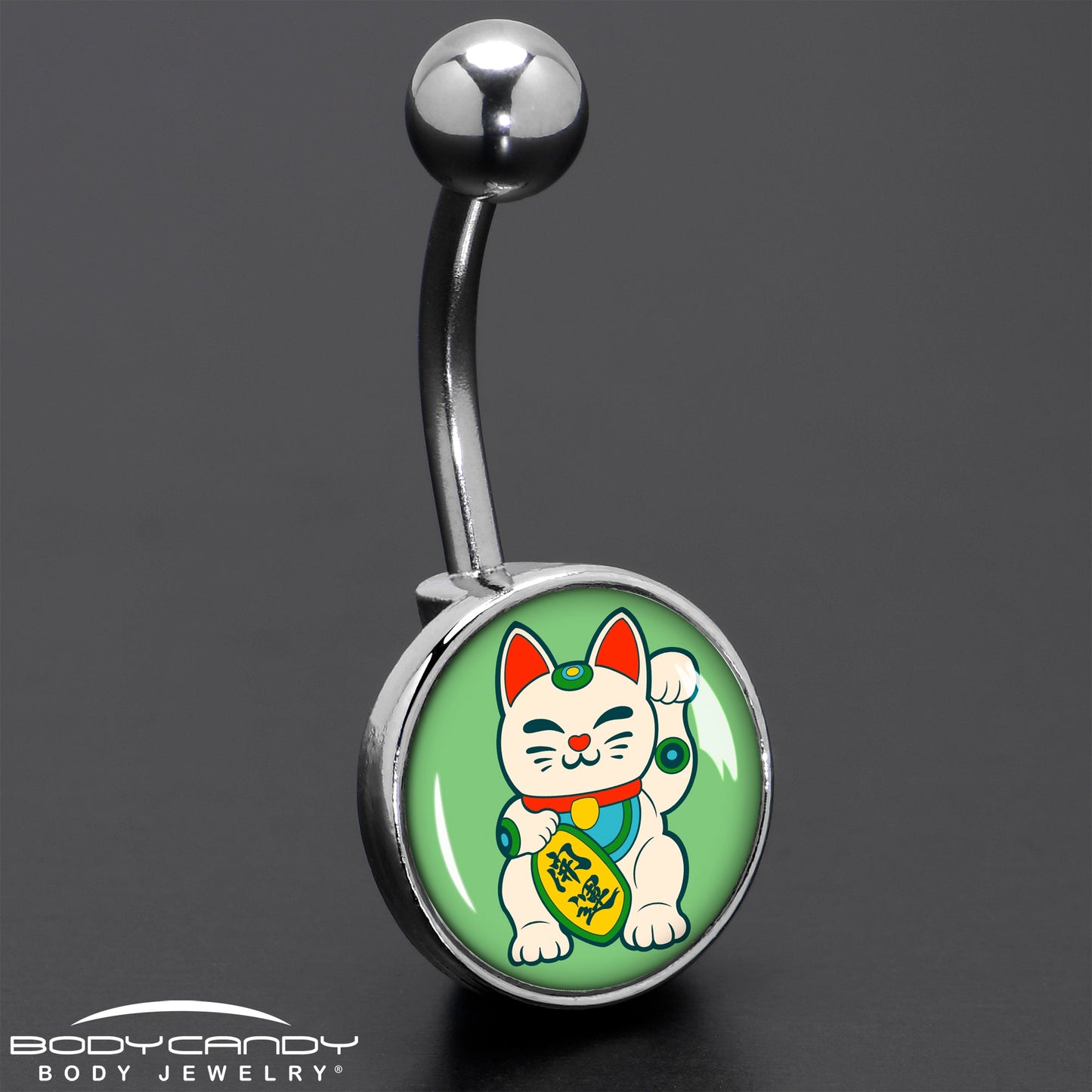 Waving Cat Belly Ring by Onyx O - - BELLY RING