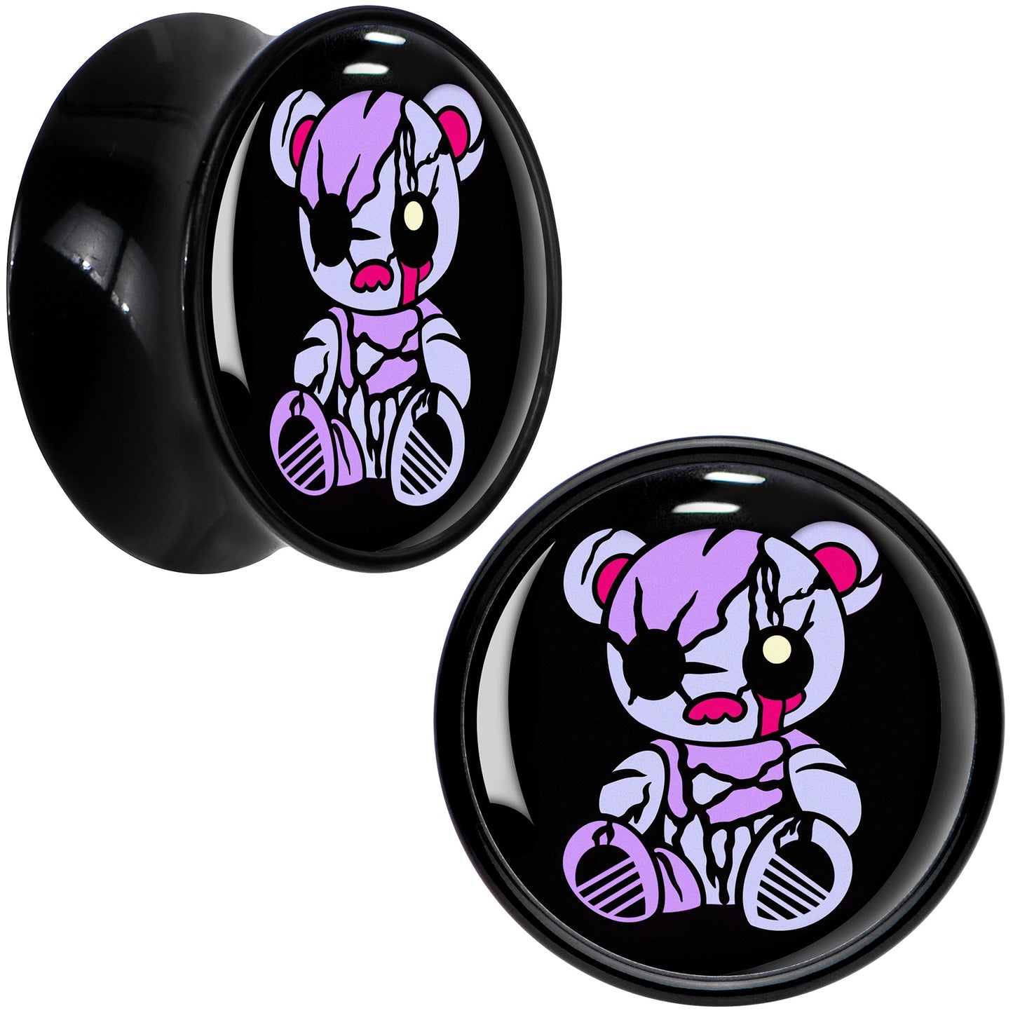 Attitude Teddy Bear Black Acrylic Saddle Plug Set by Onyx O - 14mm (9 16") - PLUG Saddle