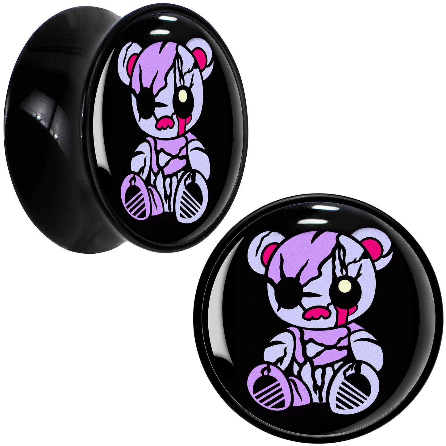Attitude Teddy Bear Black Acrylic Saddle Plug Set by Onyx O - 20mm (13 16") - PLUG Saddle
