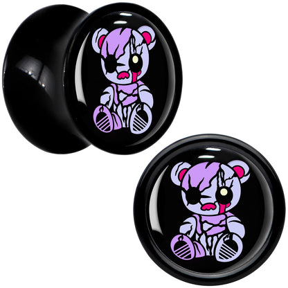 Attitude Teddy Bear Black Acrylic Saddle Plug Set by Onyx O - 8mm (0 Gauge) - PLUG Saddle