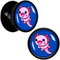 Adorable Axolotl Black Acrylic Saddle Plug Set by Onyx O - 10mm (00 Gauge) - PLUG Saddle