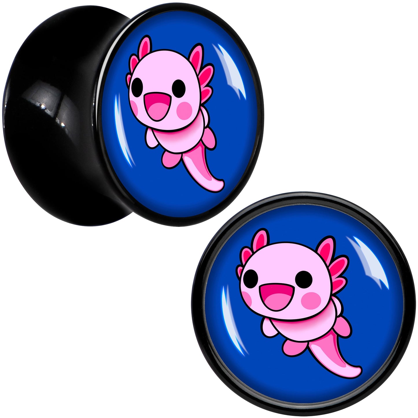 Adorable Axolotl Black Acrylic Saddle Plug Set by Onyx O - 12mm (1 2") - PLUG Saddle