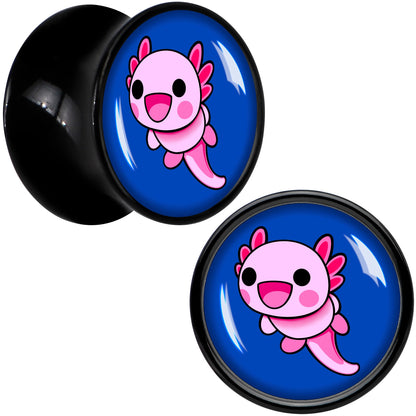 Adorable Axolotl Black Acrylic Saddle Plug Set by Onyx O - 13mm (34 64") - PLUG Saddle