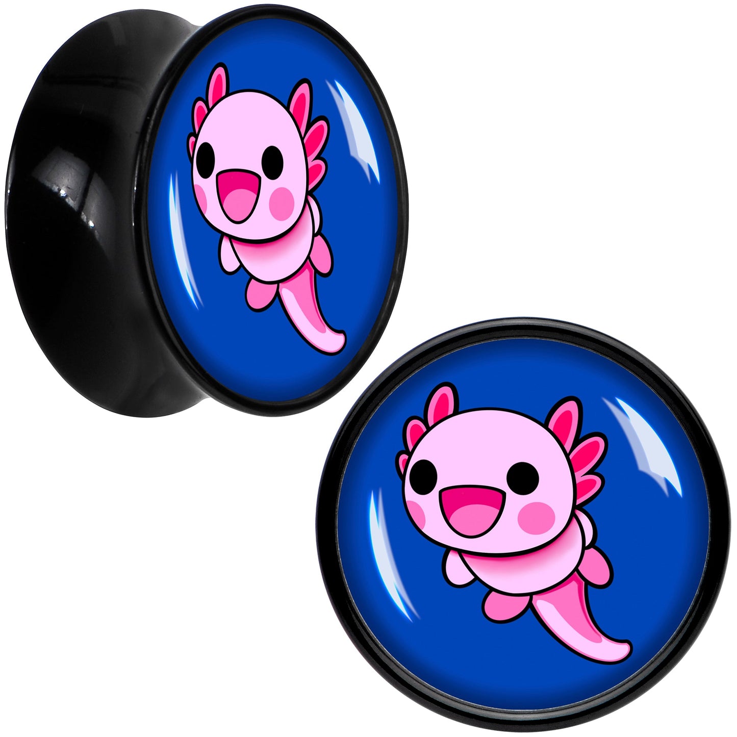 Adorable Axolotl Black Acrylic Saddle Plug Set by Onyx O - 14mm (9 16") - PLUG Saddle