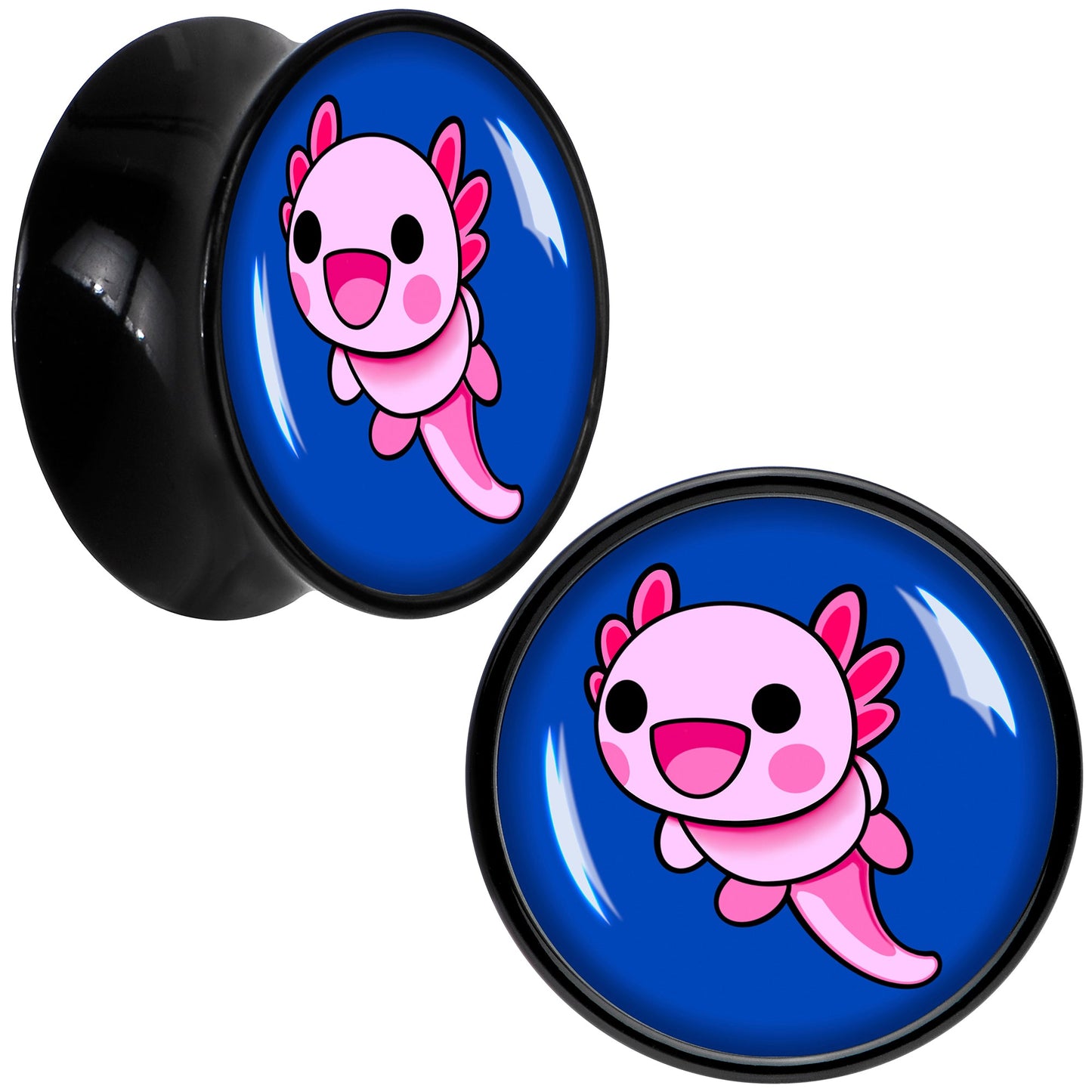 Adorable Axolotl Black Acrylic Saddle Plug Set by Onyx O - 16mm (5 8") - PLUG Saddle