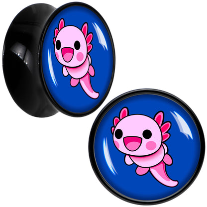 Adorable Axolotl Black Acrylic Saddle Plug Set by Onyx O - 16mm (5 8") - PLUG Saddle