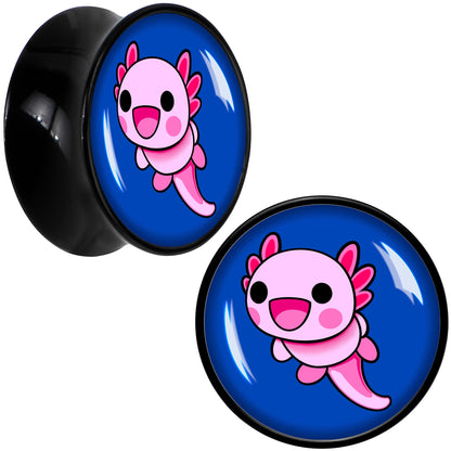 Adorable Axolotl Black Acrylic Saddle Plug Set by Onyx O - 20mm (13 16") - PLUG Saddle