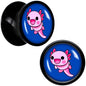 Adorable Axolotl Black Acrylic Saddle Plug Set by Onyx O - 8mm (0 Gauge) - PLUG Saddle