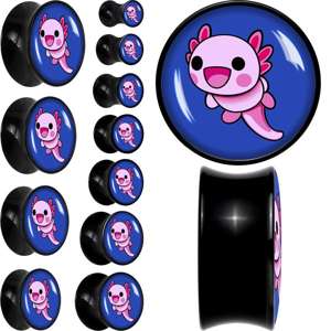 Adorable Axolotl Black Acrylic Saddle Plug Set by Onyx O - - PLUG Saddle