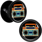 Black Acrylic Retro Boombox Double Flare Plug Set by Onyx O - 13mm (34 64") - PLUG Double Flare