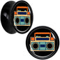 Black Acrylic Retro Boombox Double Flare Plug Set by Onyx O - 14mm (9 16") - PLUG Double Flare