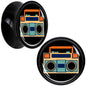 Black Acrylic Retro Boombox Double Flare Plug Set by Onyx O - 16mm (5 8") - PLUG Double Flare
