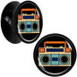 Black Acrylic Retro Boombox Double Flare Plug Set by Onyx O - 20mm (13 16") - PLUG Double Flare