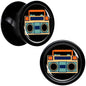 Black Acrylic Retro Boombox Double Flare Plug Set by Onyx O - 8mm (0 Gauge) - PLUG Double Flare