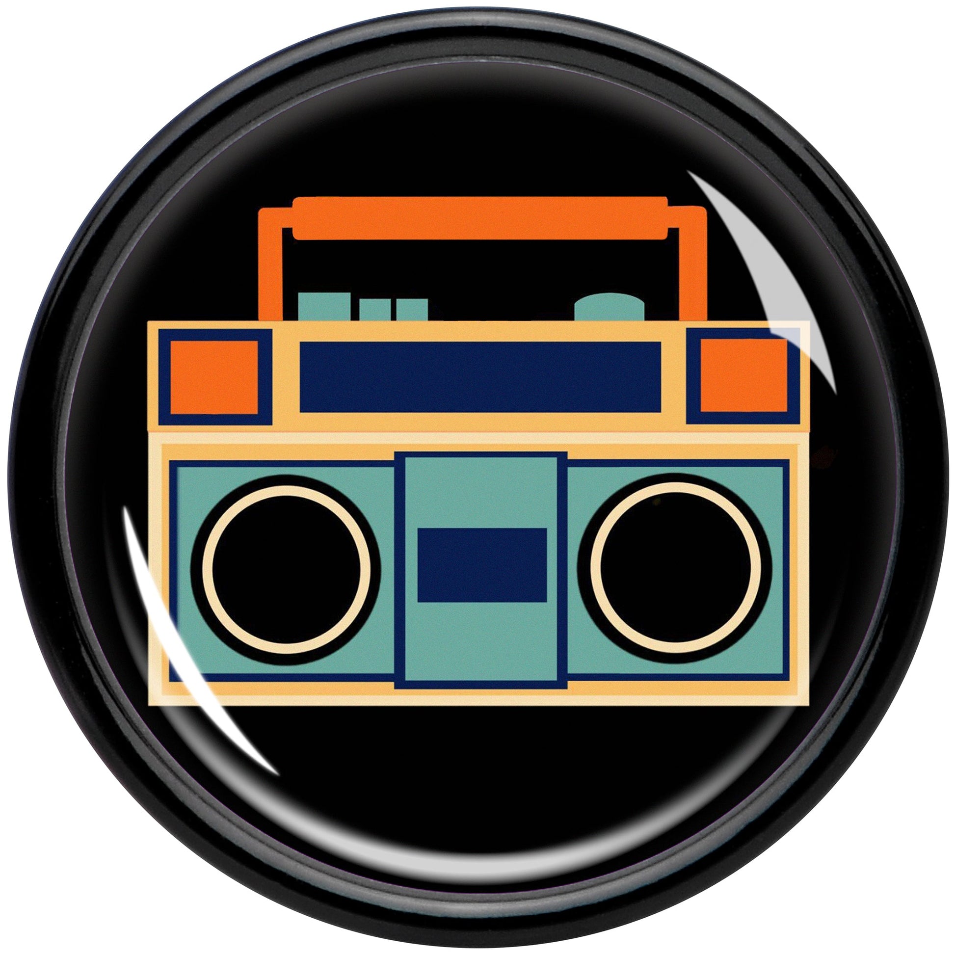 Black Acrylic Retro Boombox Double Flare Plug Set by Onyx O - - PLUG Double Flare