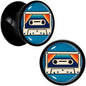 Black Acrylic Retro Cassette Double Flare Plug Set by Onyx O - 10mm (00 Gauge) - PLUG Double Flare