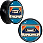 Black Acrylic Retro Cassette Double Flare Plug Set by Onyx O - 14mm (9 16") - PLUG Double Flare