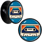 Black Acrylic Retro Cassette Double Flare Plug Set by Onyx O - 20mm (13 16") - PLUG Double Flare