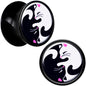 Black Acrylic Cute Kitty Cat Yin Yang Double Flare Plug Set by Onyx O - 12mm (1 2") - PLUG Double Flare