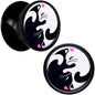 Black Acrylic Cute Kitty Cat Yin Yang Double Flare Plug Set by Onyx O - 13mm (34 64") - PLUG Double Flare