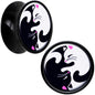 Black Acrylic Cute Kitty Cat Yin Yang Double Flare Plug Set by Onyx O - 14mm (9 16") - PLUG Double Flare