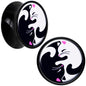 Black Acrylic Cute Kitty Cat Yin Yang Double Flare Plug Set by Onyx O - 16mm (5 8") - PLUG Double Flare