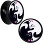 Black Acrylic Cute Kitty Cat Yin Yang Double Flare Plug Set by Onyx O - 18mm (0.709") - PLUG Double Flare