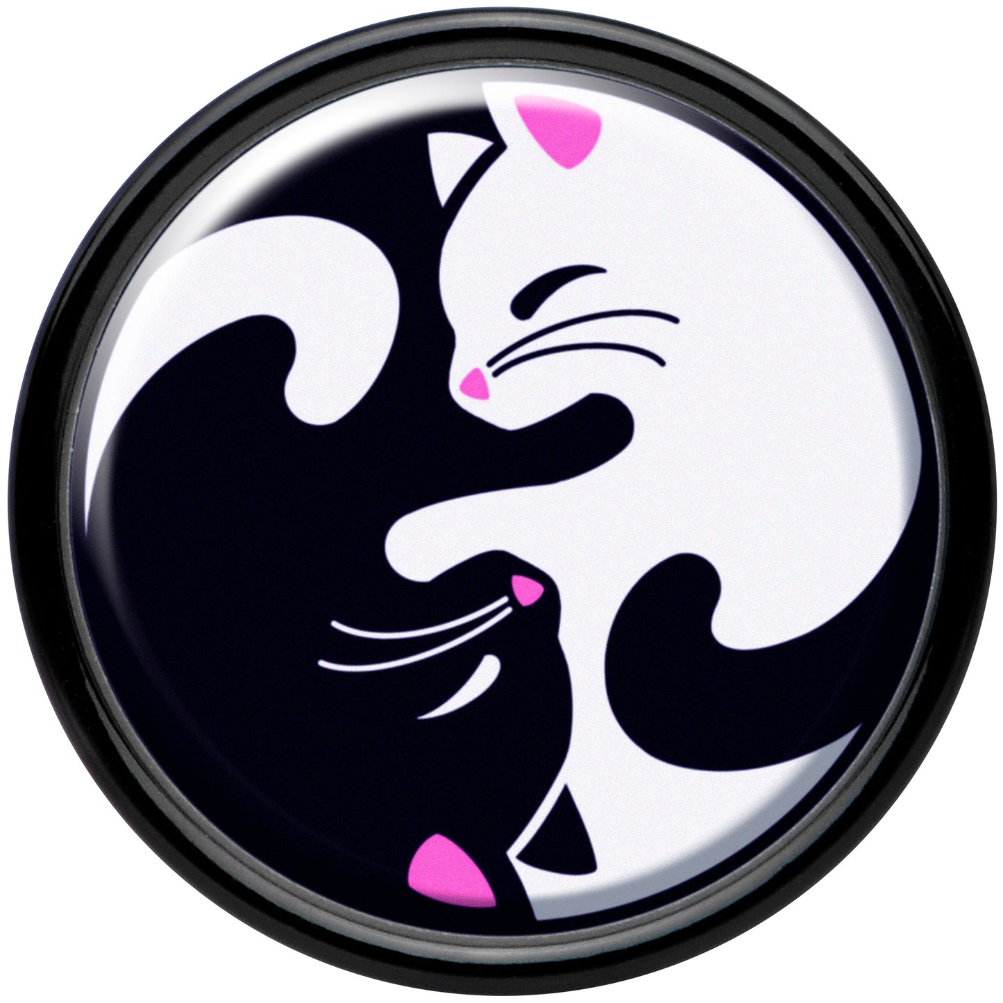 Black Acrylic Cute Kitty Cat Yin Yang Double Flare Plug Set by Onyx O - - PLUG Double Flare