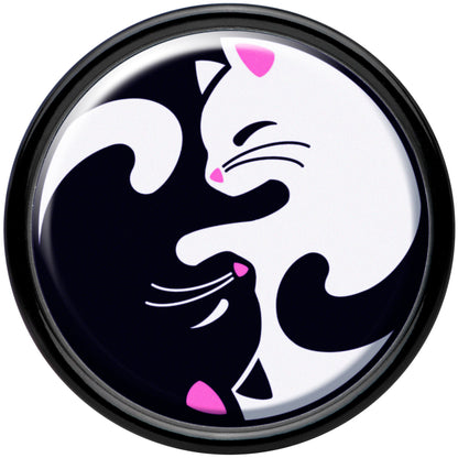 Black Acrylic Cute Kitty Cat Yin Yang Double Flare Plug Set by Onyx O - - PLUG Double Flare