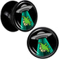 Black Acrylic Alien UFO Dinosaur Abduction Double Flare Plug Set by Onyx O - 13mm (34 64") - PLUG Double Flare