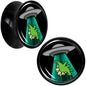 Black Acrylic Alien UFO Dinosaur Abduction Double Flare Plug Set by Onyx O - 14mm (9 16") - PLUG Double Flare