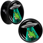 Black Acrylic Alien UFO Dinosaur Abduction Double Flare Plug Set by Onyx O - 16mm (5 8") - PLUG Double Flare