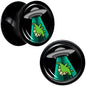 Black Acrylic Alien UFO Dinosaur Abduction Double Flare Plug Set by Onyx O - 8mm (0 Gauge) - PLUG Double Flare
