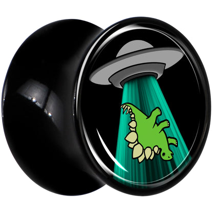 Black Acrylic Alien UFO Dinosaur Abduction Double Flare Plug Set by Onyx O - - PLUG Double Flare
