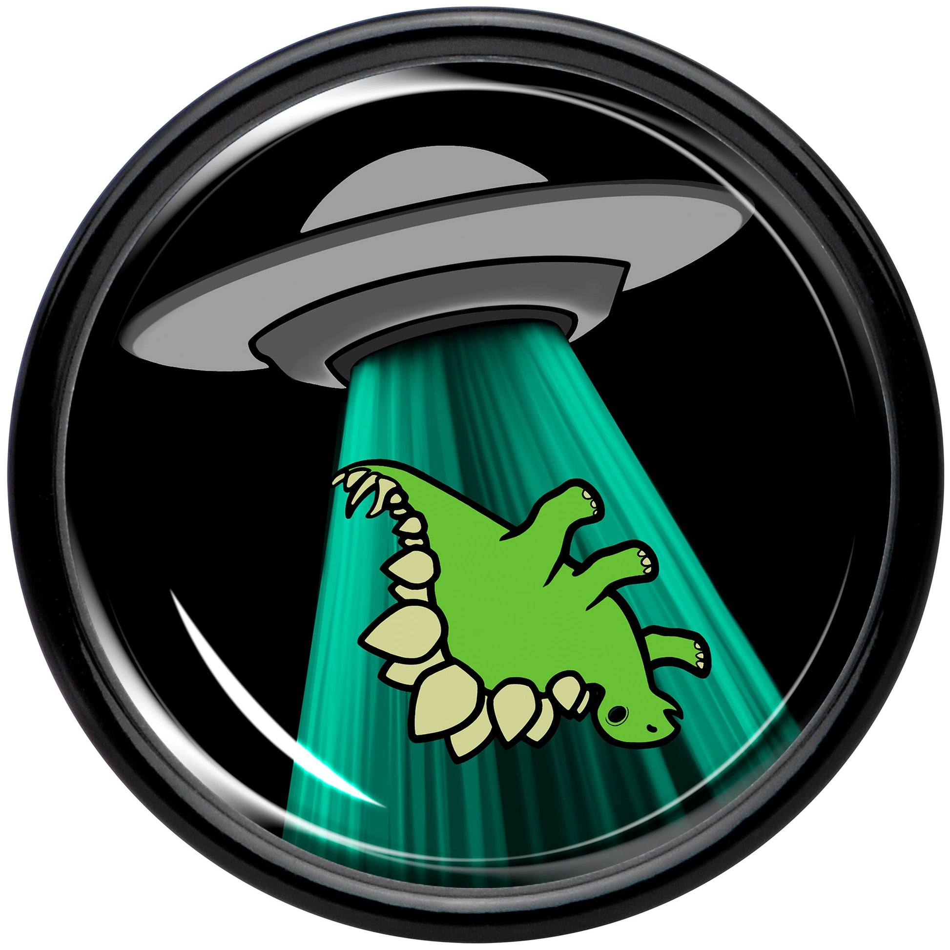 Black Acrylic Alien UFO Dinosaur Abduction Double Flare Plug Set by Onyx O - - PLUG Double Flare