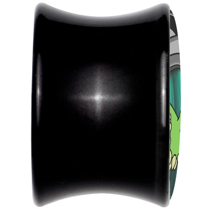 Black Acrylic Alien UFO Dinosaur Abduction Double Flare Plug Set by Onyx O - - PLUG Double Flare