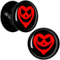 Valentine Jack O Heart Black Acrylic Saddle Plug Set by Onyx O - 10mm (00 Gauge) - PLUG Saddle
