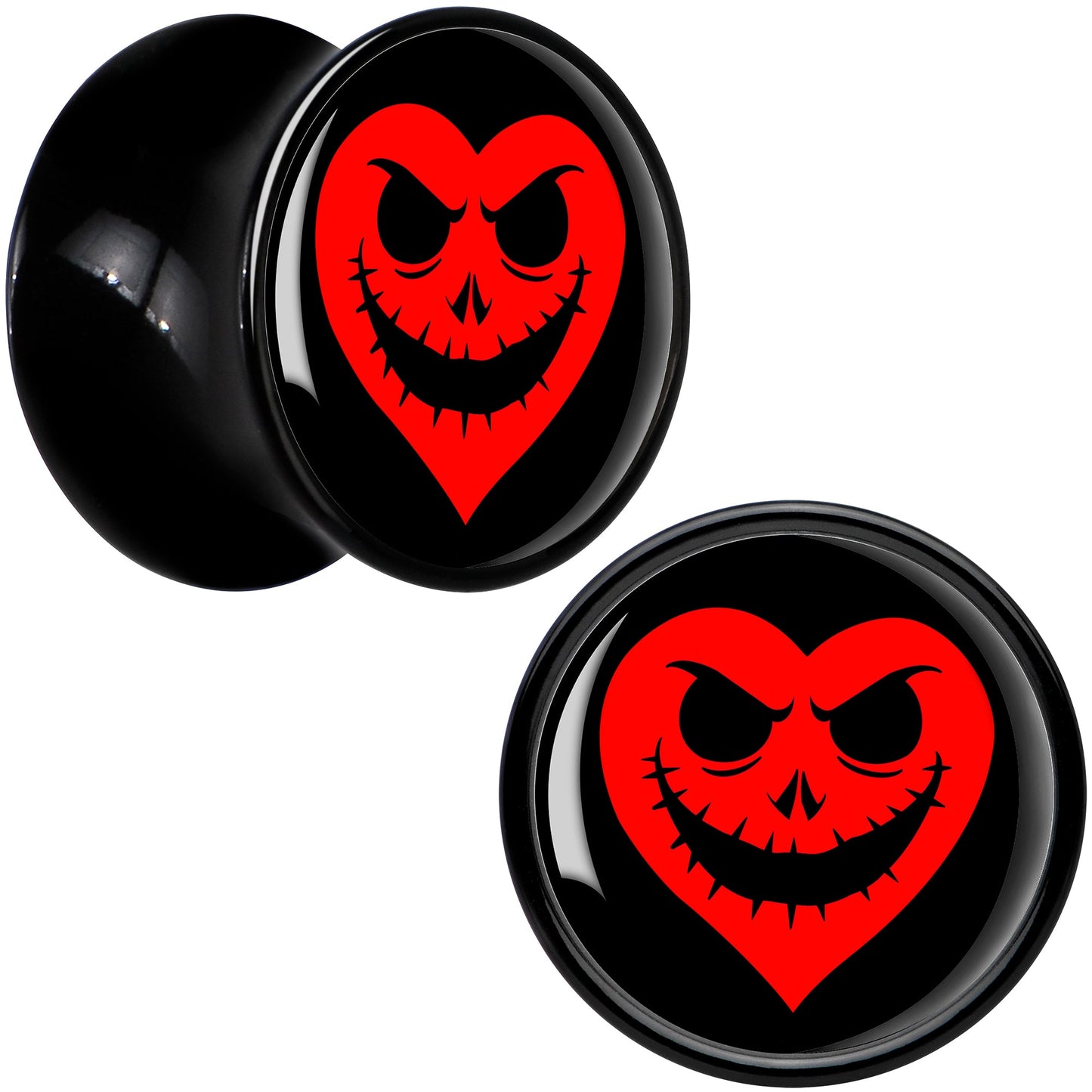 Valentine Jack O Heart Black Acrylic Saddle Plug Set by Onyx O - 12mm (1 2") - PLUG Saddle