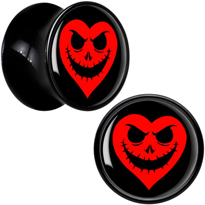 Valentine Jack O Heart Black Acrylic Saddle Plug Set by Onyx O - 12mm (1 2") - PLUG Saddle
