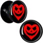 Valentine Jack O Heart Black Acrylic Saddle Plug Set by Onyx O - 12mm (1 2") - PLUG Saddle