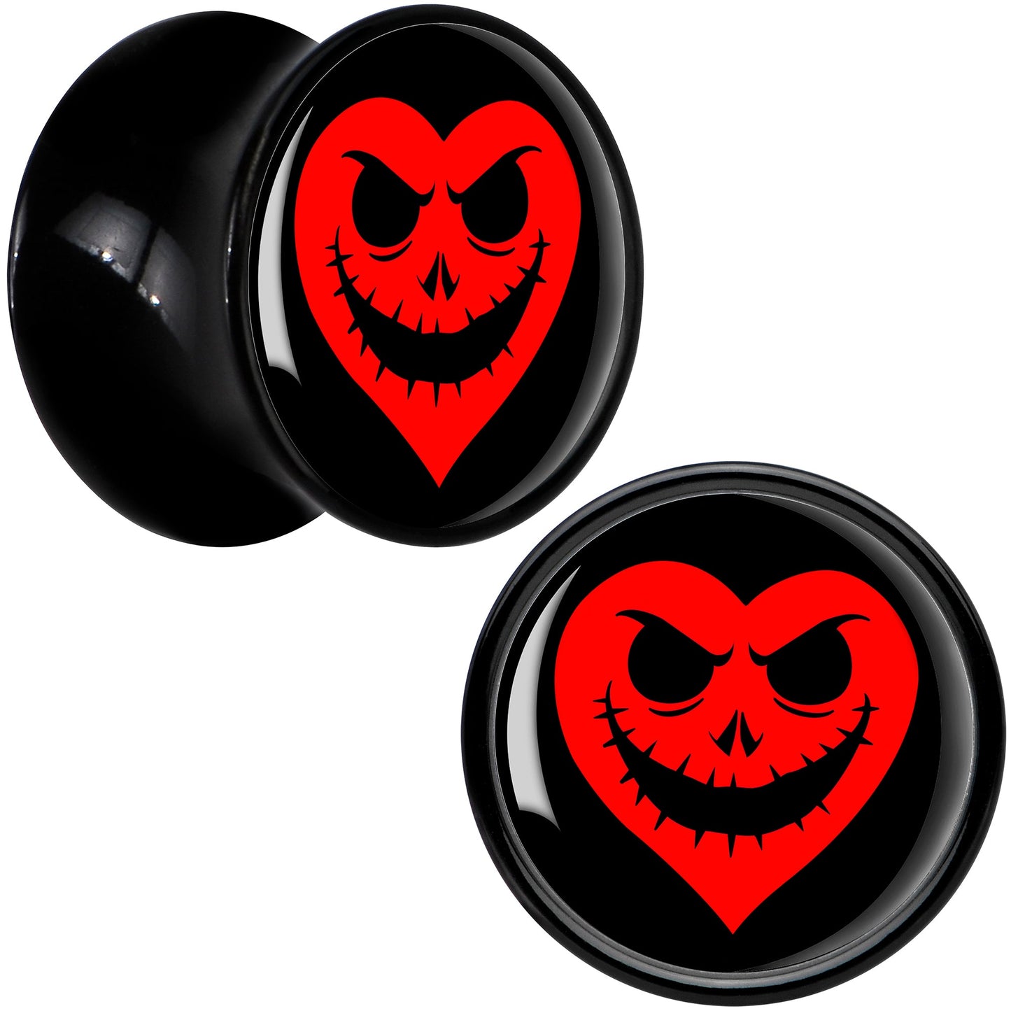 Valentine Jack O Heart Black Acrylic Saddle Plug Set by Onyx O - 13mm (34 64") - PLUG Saddle